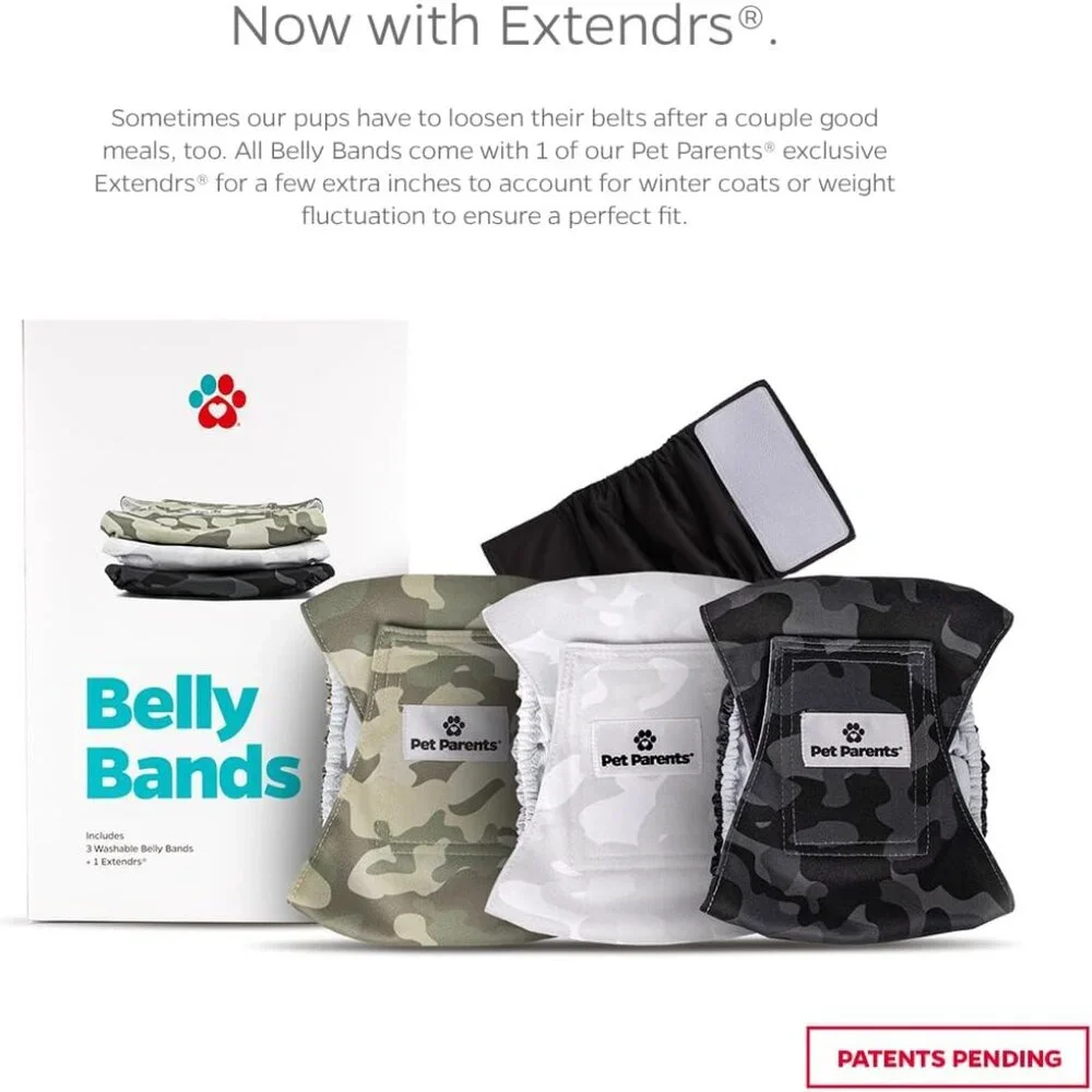 Pet Parents® Washable Belly Bands for Male Dogs (3pack) Camo Sz. L
